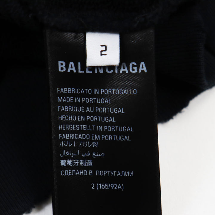 Discounted Great BALENCIAGA hoodie Distressed logo print large fit sweatshirt black 2