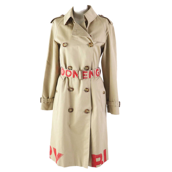 Discounted Great BURBERRY trench coat Graffiti beige cotton Women 36 8037621
