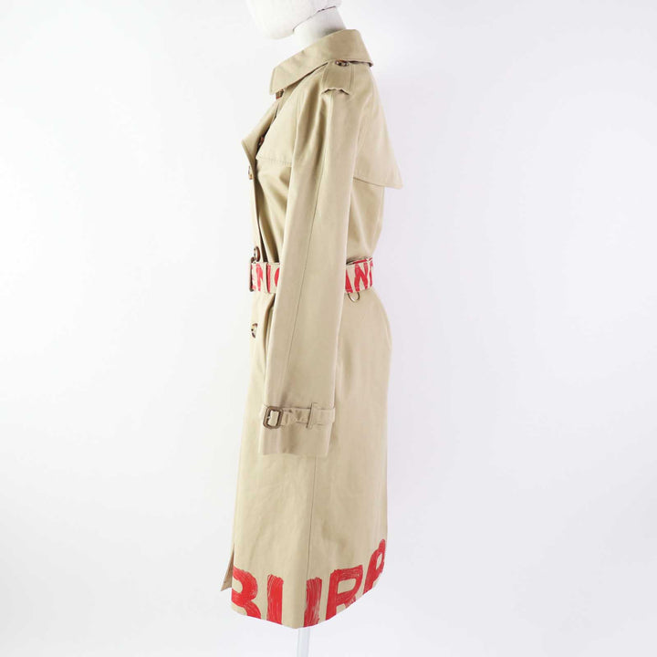 Discounted Great BURBERRY trench coat Graffiti beige cotton Women 36 8037621