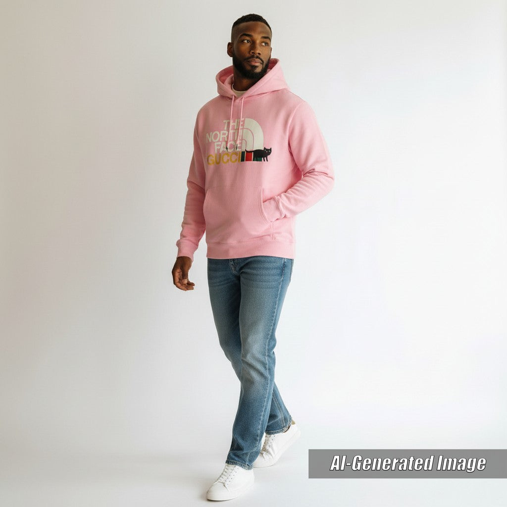 Discounted Great GUCCI THE NORTH FACE Parker Logo print pullover pink cotton mens M 626989