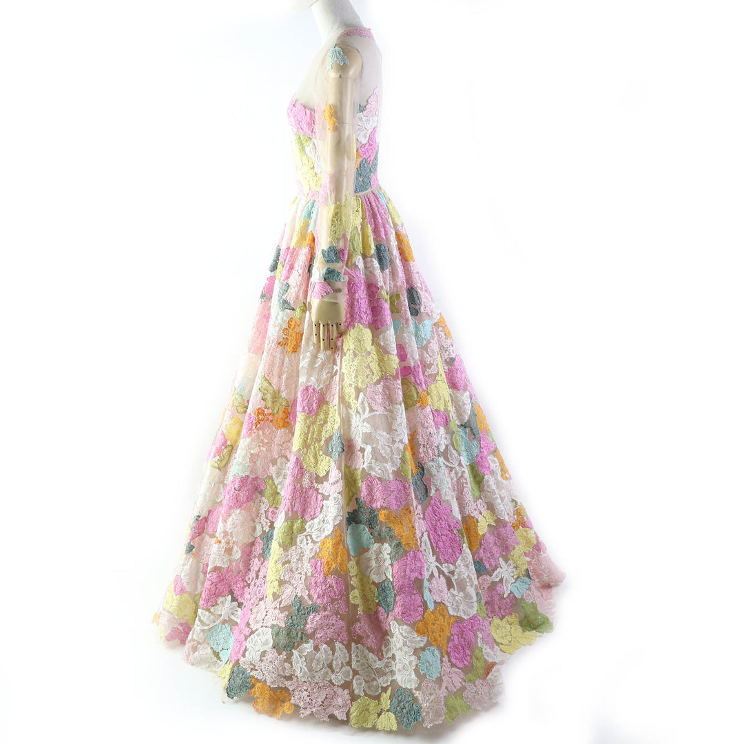 Discounted Great VALENTINO dress Floral lace design, long sleeves, multicolor Women 38