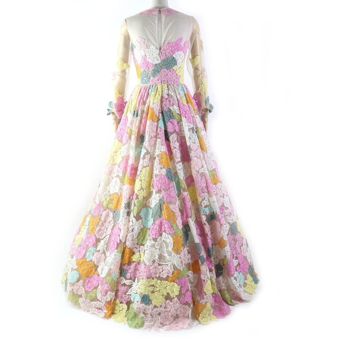 Discounted Great VALENTINO dress Floral lace design, long sleeves, multicolor Women 38