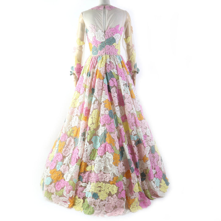Discounted Great VALENTINO dress Floral lace design, long sleeves, multicolor Women 38