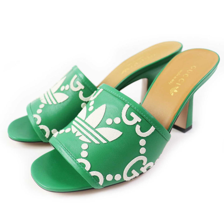 Discounted Pristine GUCCI×adidas Mule GG logo Green white leather Women 36 722445