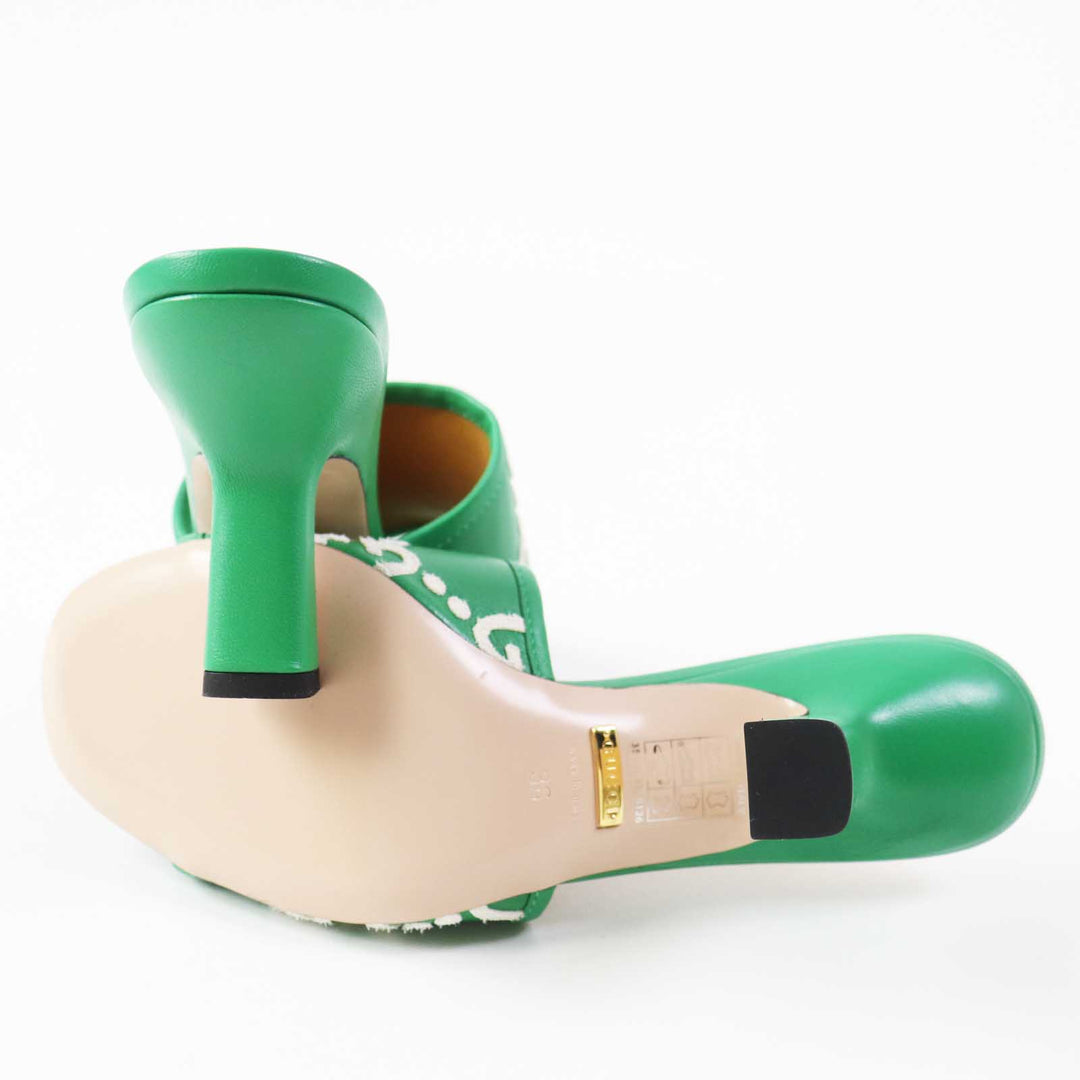 Discounted Pristine GUCCI×adidas Mule GG logo Green white leather Women 36 722445