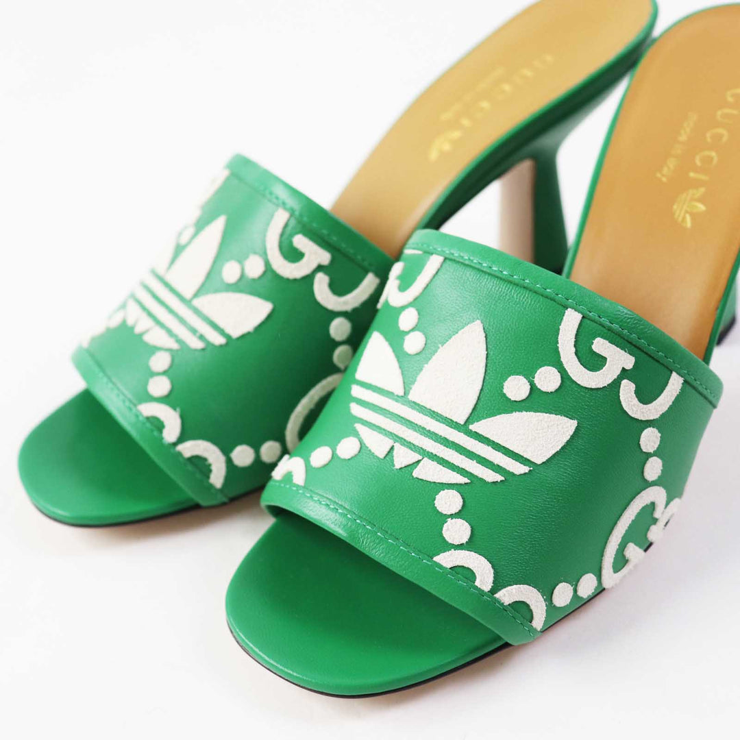 Discounted Pristine GUCCI×adidas Mule GG logo Green white leather Women 36 722445