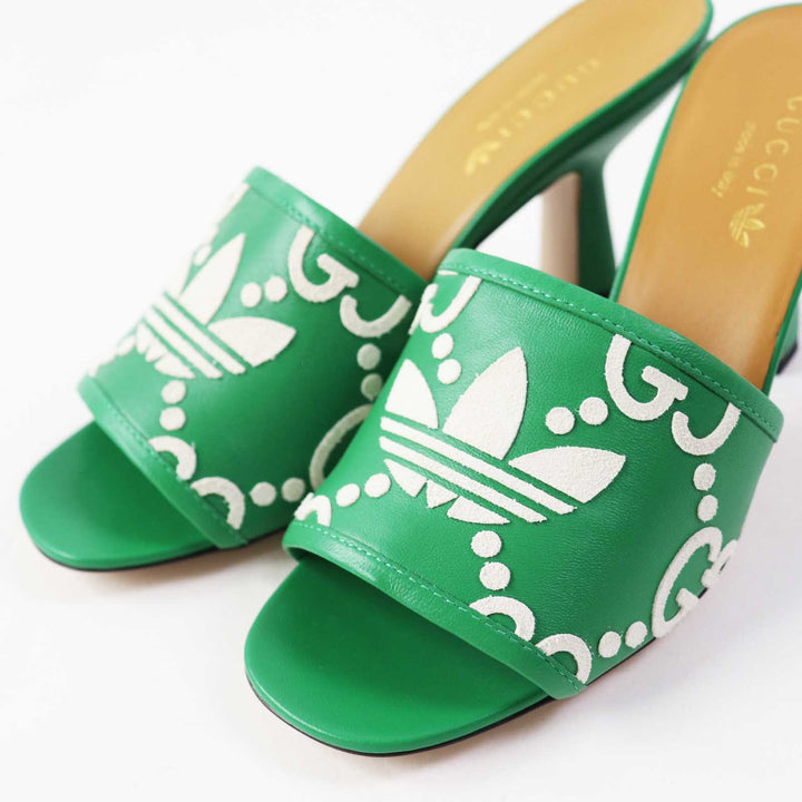 Discounted Pristine GUCCI×adidas Mule GG logo Green white leather Women 36 722445