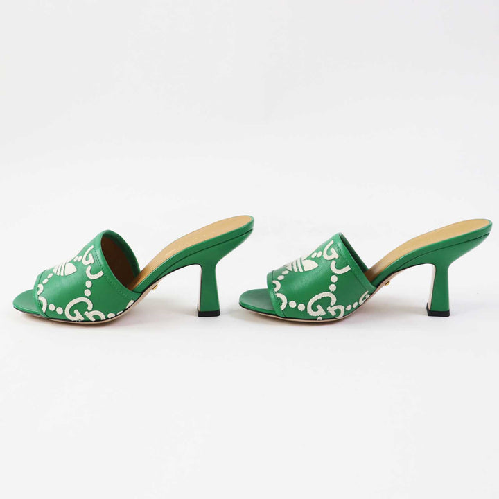 Discounted Pristine GUCCI×adidas Mule GG logo Green white leather Women 36 722445
