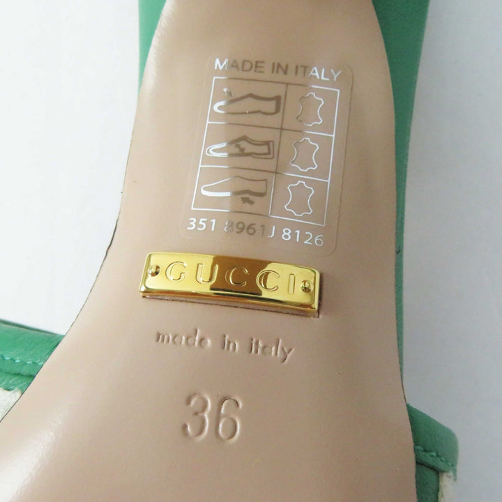Discounted Pristine GUCCI×adidas Mule GG logo Green white leather Women 36 722445