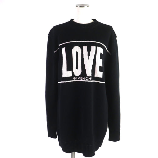 Discounted Great GIVENCHY knit LOVE Oversized Crewneck black cotton Women S BW9 00A4 Z01