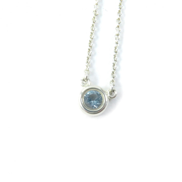 Great TIFFANY&Co. Necklace Color by the Yard Aquamarine 0.13 carat Silver SV925