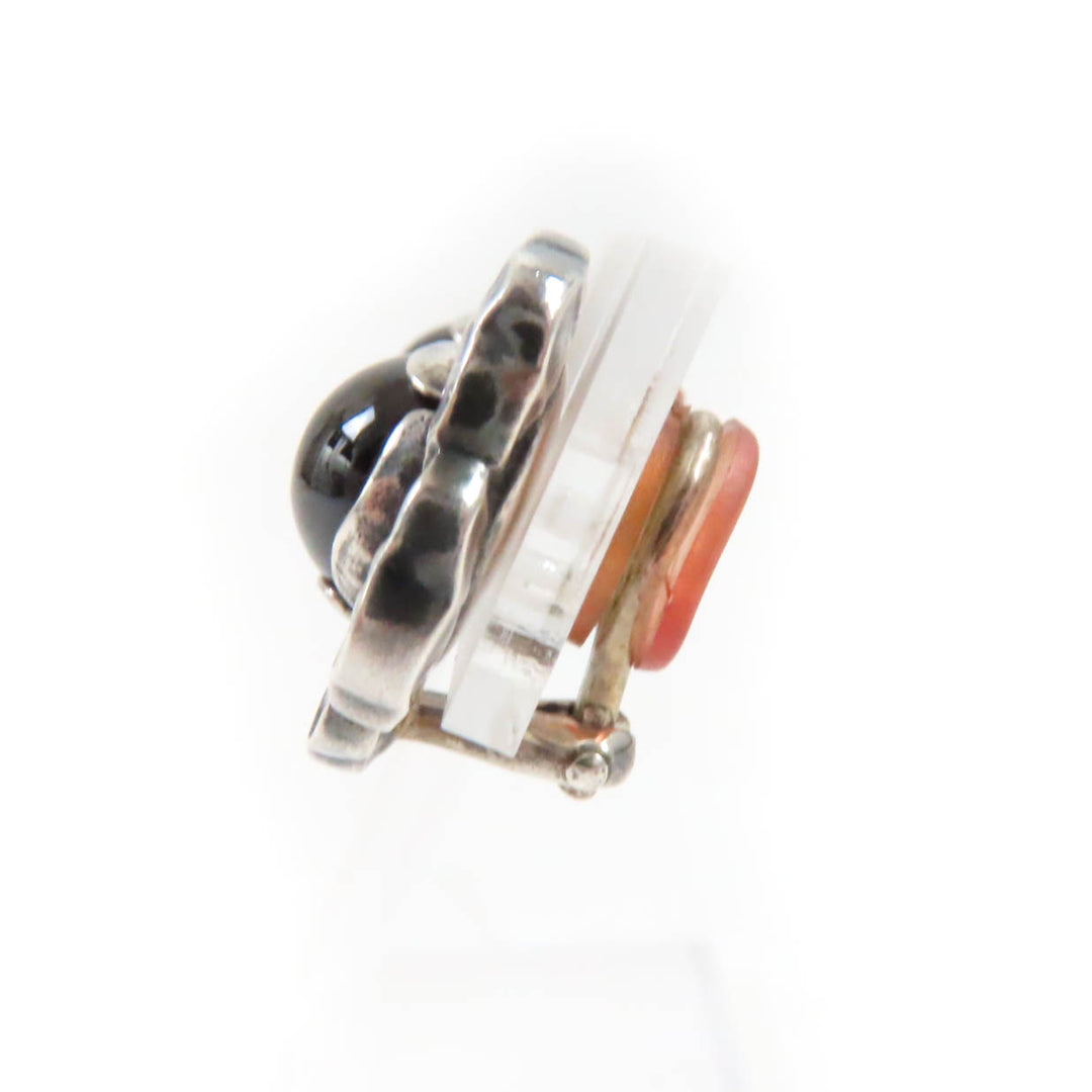 Discounted Great Georg Jensen Earring Bloom Silver Red AG925 Women 2002 Ear clip/Earring