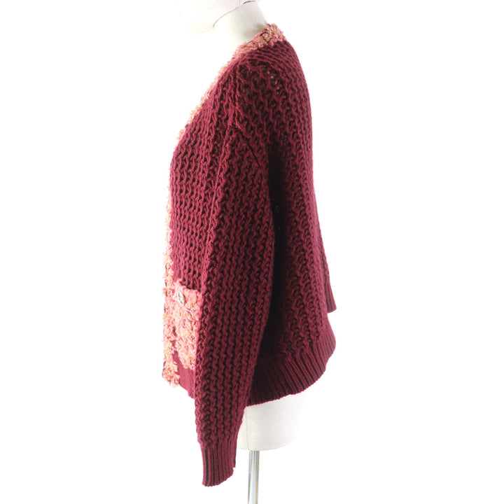 Excellent CHANEL cardigan Bordeaux cashmere Women P72932
