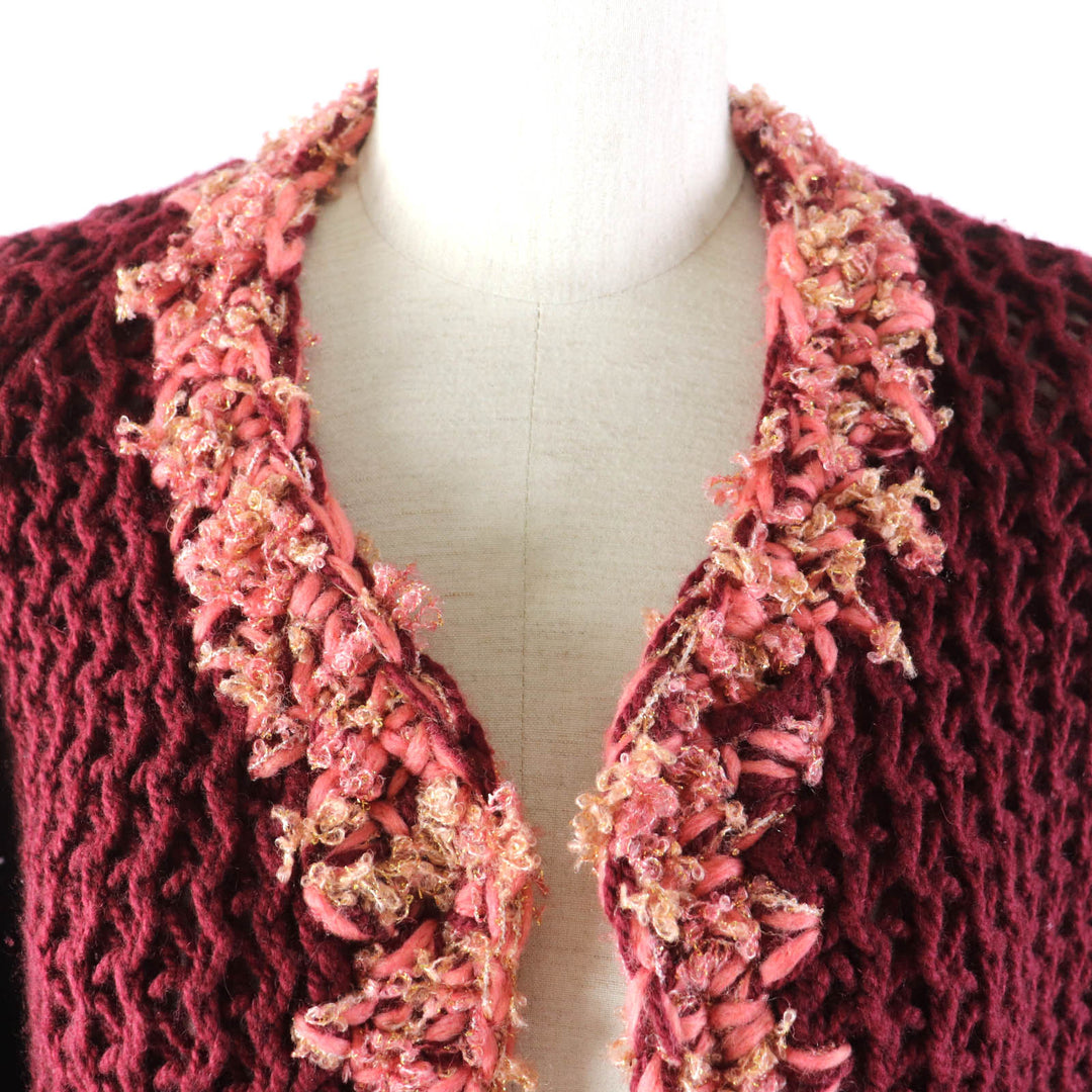 Excellent CHANEL cardigan Bordeaux cashmere Women P72932