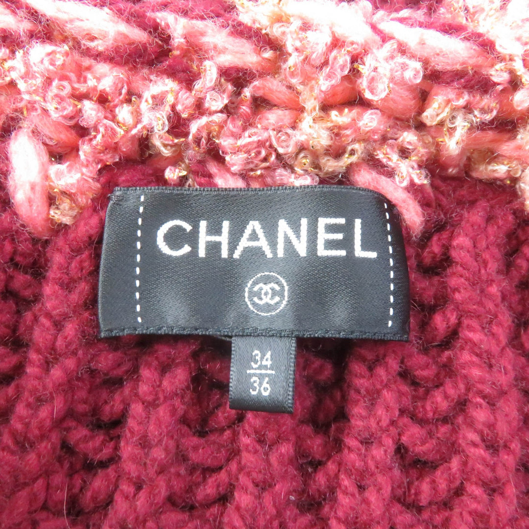 Excellent CHANEL cardigan Bordeaux cashmere Women P72932