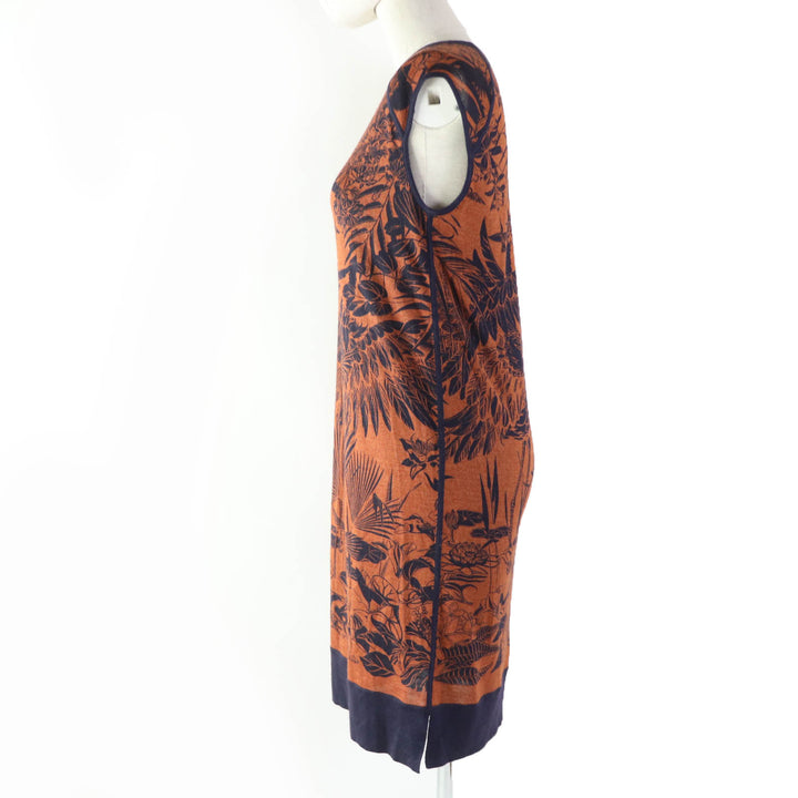 Excellent HERMES one piece FLAMINGO PARTY Flamingo Party Brown navy cashmere 34