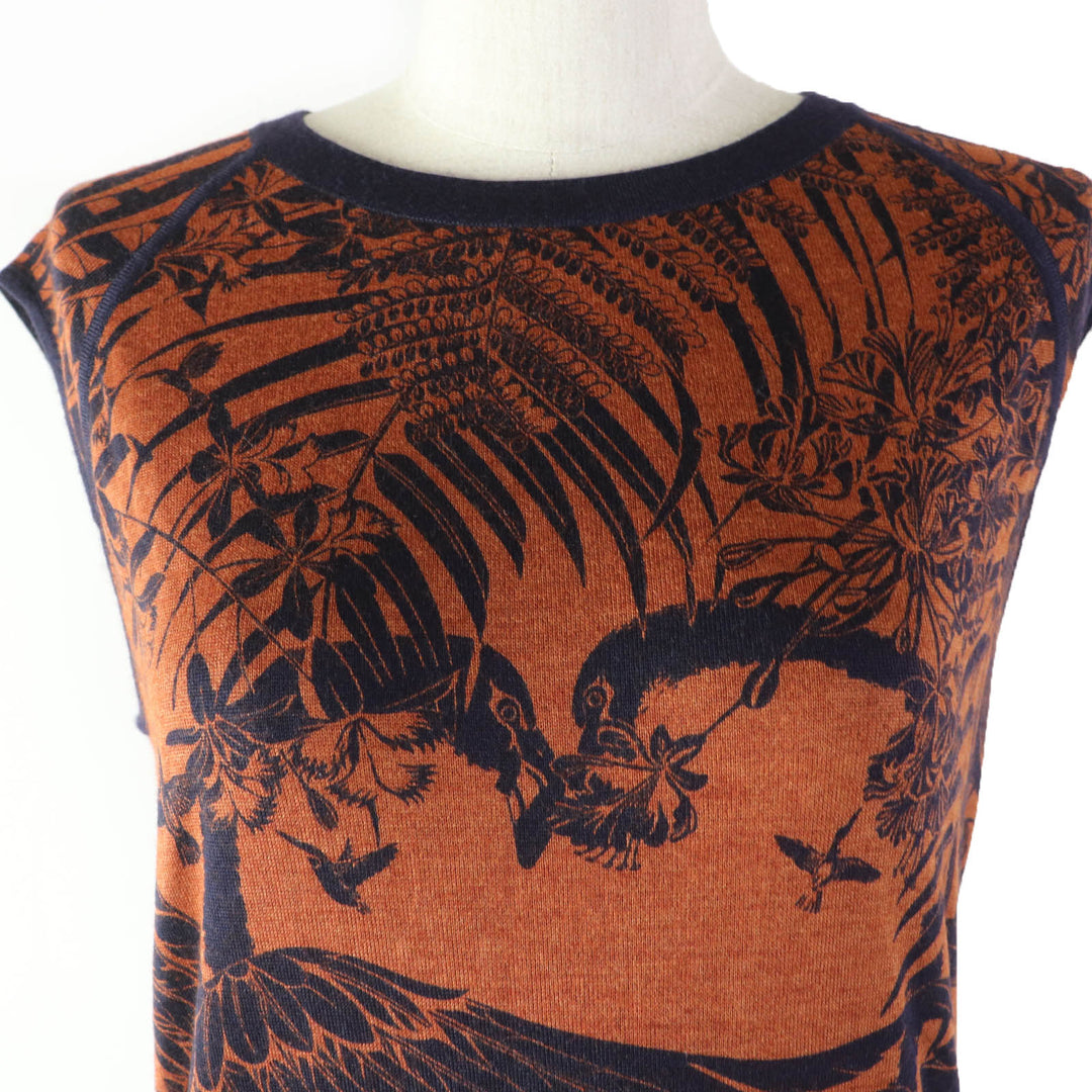 Excellent HERMES one piece FLAMINGO PARTY Flamingo Party Brown navy cashmere 34