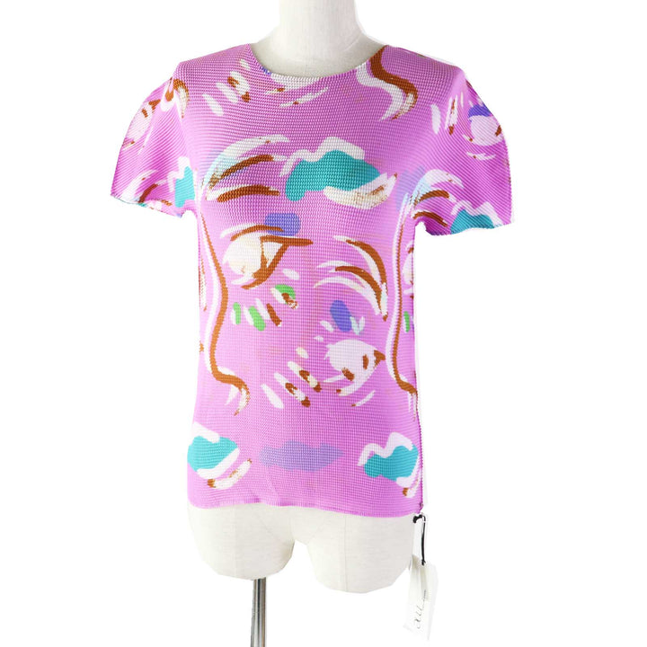 Discounted 
 Pristine me ISSEY MIYAKE T-shirt All-over print waffle pleated short sleeve Multi polyester Women MI23FK226