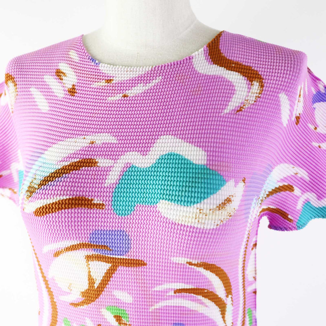 Discounted 
 Pristine me ISSEY MIYAKE T-shirt All-over print waffle pleated short sleeve Multi polyester Women MI23FK226