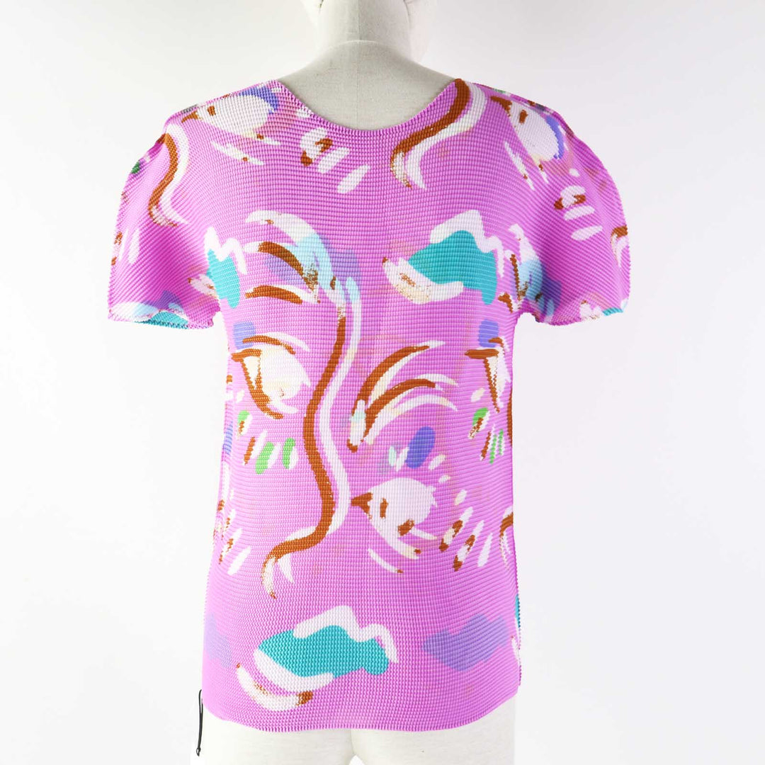 Discounted 
 Pristine me ISSEY MIYAKE T-shirt All-over print waffle pleated short sleeve Multi polyester Women MI23FK226