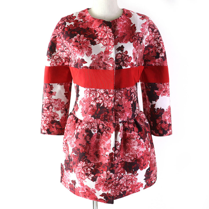 Pristine MONCLER GAMME ROUGE collarless jacket SOPHE 100% silk lining, Women 0