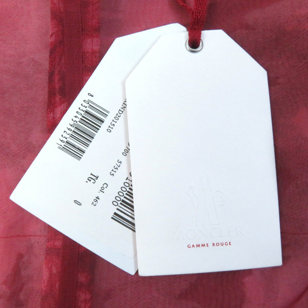 Pristine MONCLER GAMME ROUGE collarless jacket SOPHE 100% silk lining, Women 0