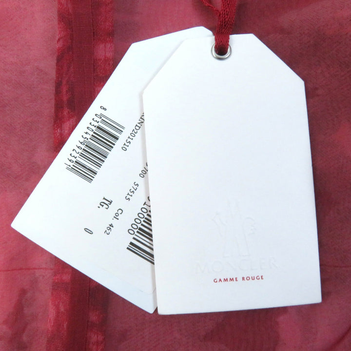 Pristine MONCLER GAMME ROUGE collarless jacket SOPHE 100% silk lining, Women 0