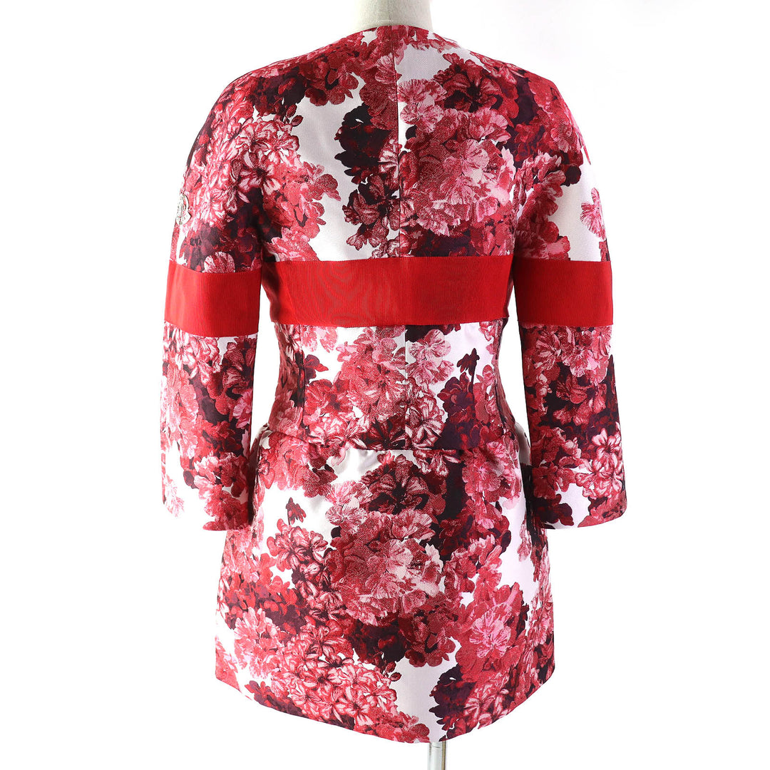 Pristine MONCLER GAMME ROUGE collarless jacket SOPHE 100% silk lining, Women 0