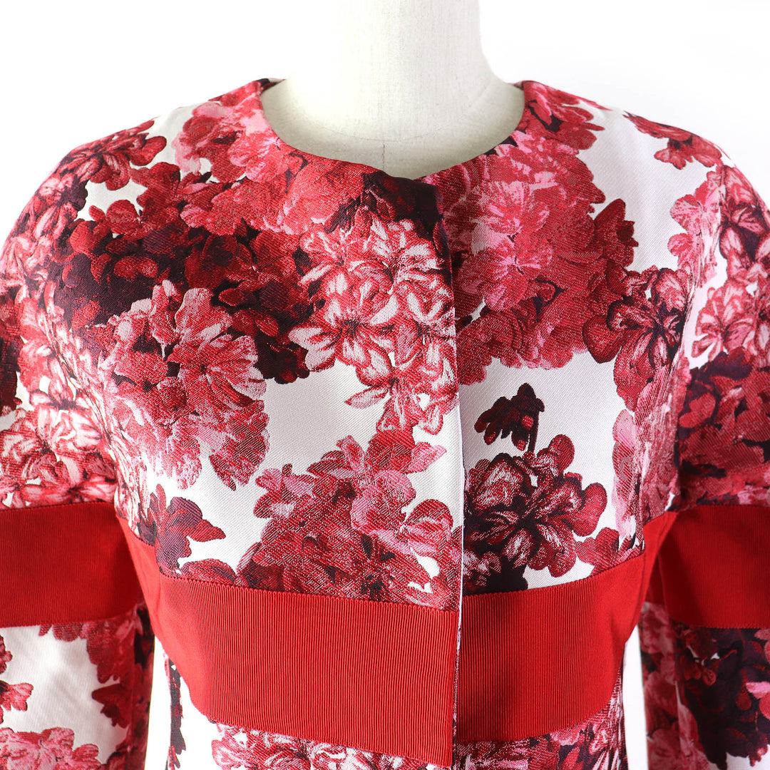 Pristine MONCLER GAMME ROUGE collarless jacket SOPHE 100% silk lining, Women 0