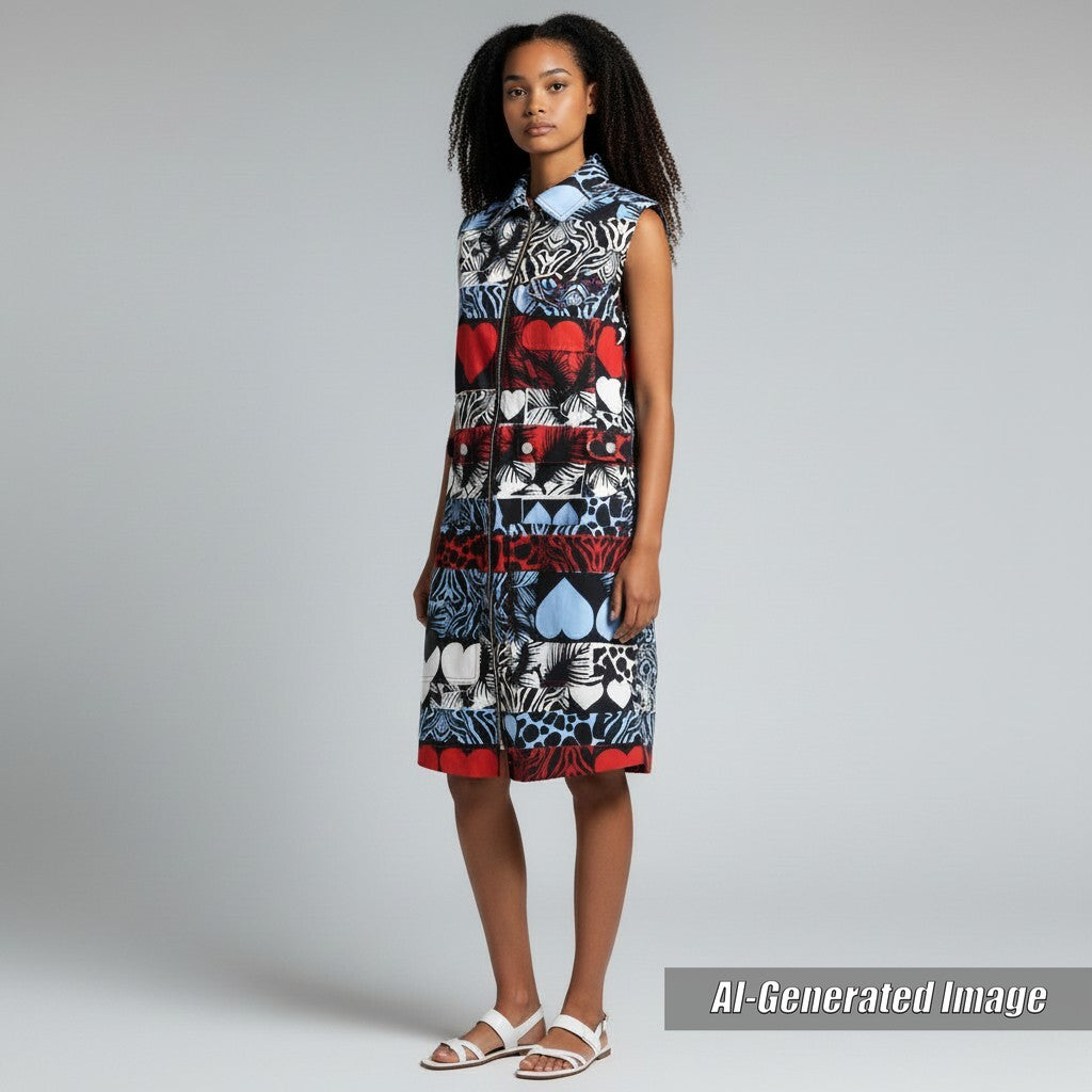 Discounted Pristine HERMES one piece Wild Print Denim With serie buttons Multi 36 3E0551D1