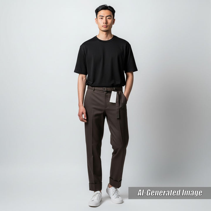 Discounted Pristine Sacai Pants Suiting Pants Belted slacks Brown wool mens 1 23-03034M
