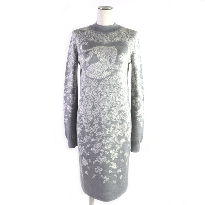 Excellent HERMES one piece Jungle love mock neck knit gray cashmere Women 34