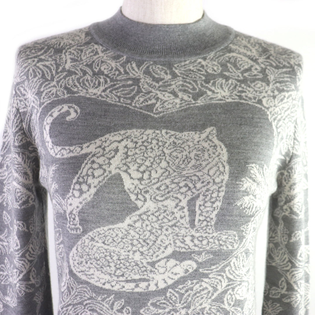 Excellent HERMES one piece Jungle love mock neck knit gray cashmere Women 34