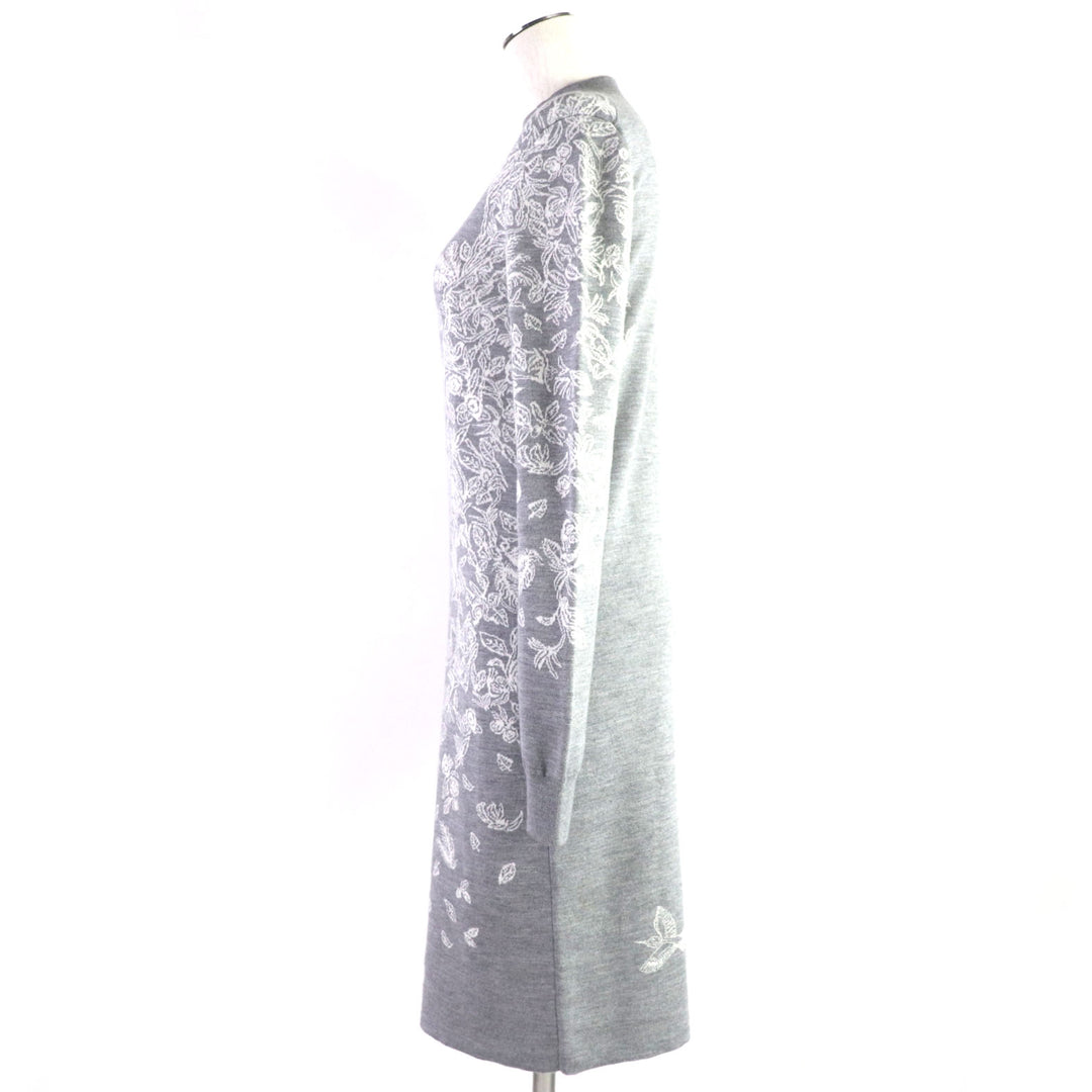 Excellent HERMES one piece Jungle love mock neck knit gray cashmere Women 34