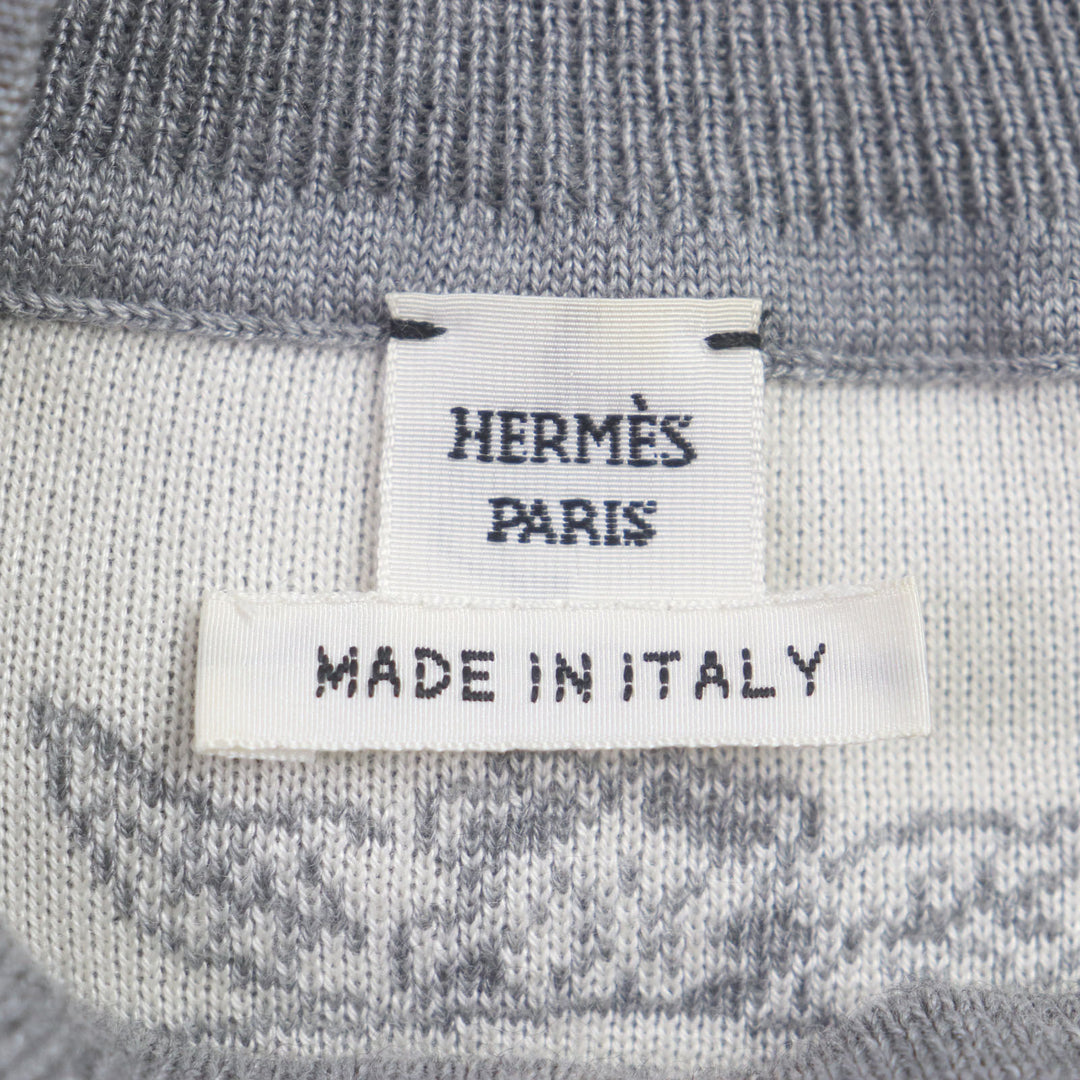 Excellent HERMES one piece Jungle love mock neck knit gray cashmere Women 34