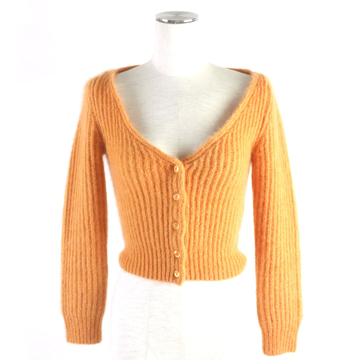Discounted Excellent CELINE cardigan Cropped knit Orange mohair Women XS 2A38T377N