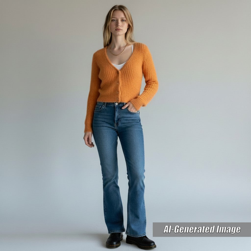 Discounted Excellent CELINE cardigan Cropped knit Orange mohair Women XS 2A38T377N