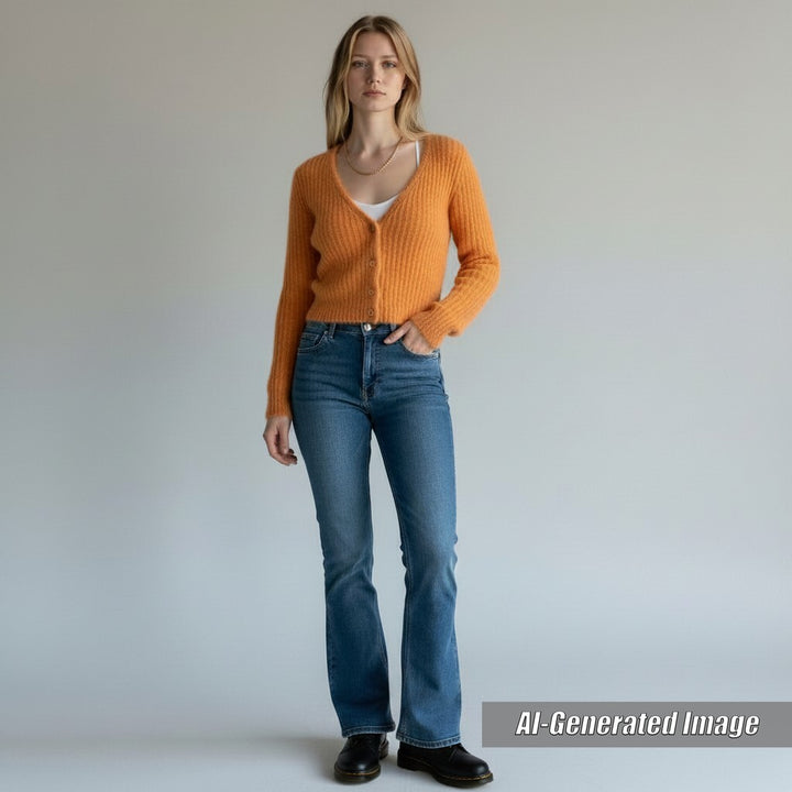 Discounted Excellent CELINE cardigan Cropped knit Orange mohair Women XS 2A38T377N