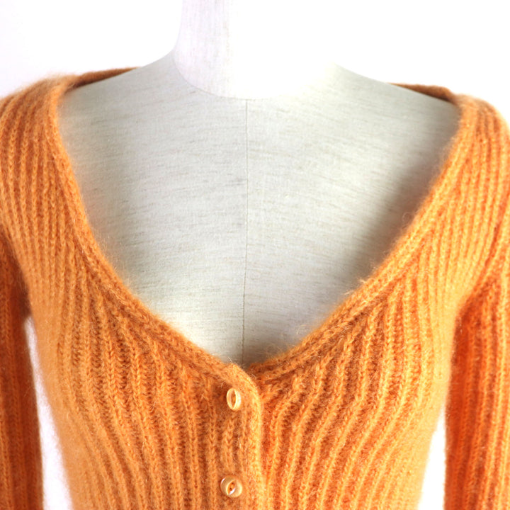 Discounted Excellent CELINE cardigan Cropped knit Orange mohair Women XS 2A38T377N