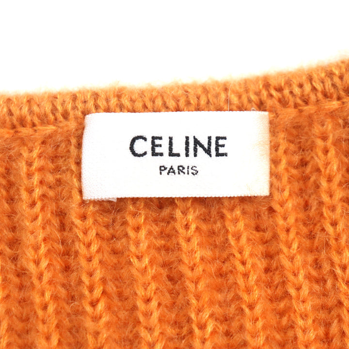 Discounted Excellent CELINE cardigan Cropped knit Orange mohair Women XS 2A38T377N
