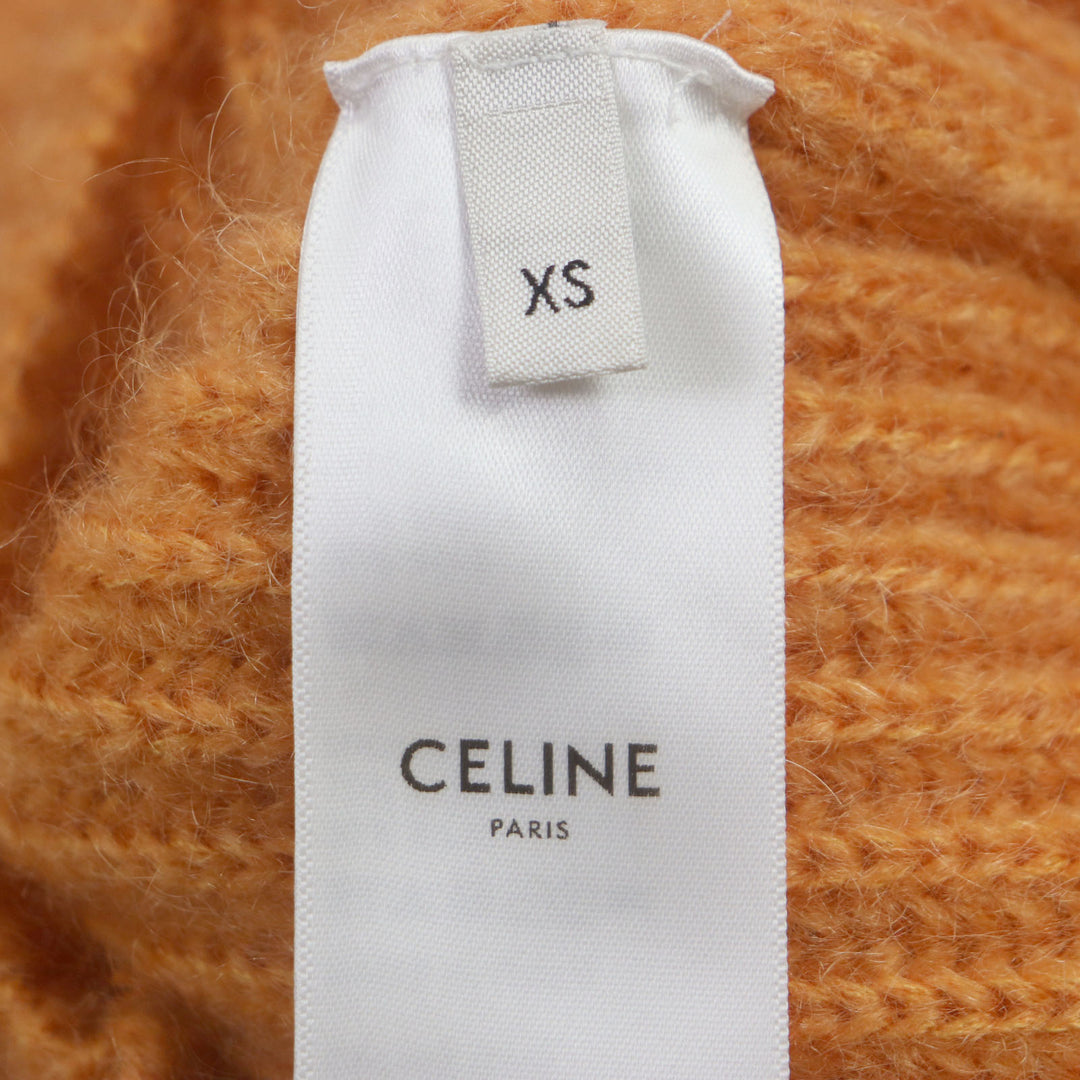 Discounted Excellent CELINE cardigan Cropped knit Orange mohair Women XS 2A38T377N