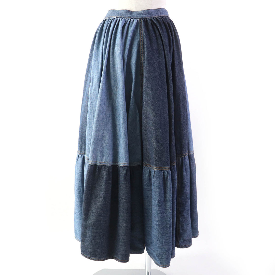 Discounted Great Christian Dior flare skirt Patchwork design cotton