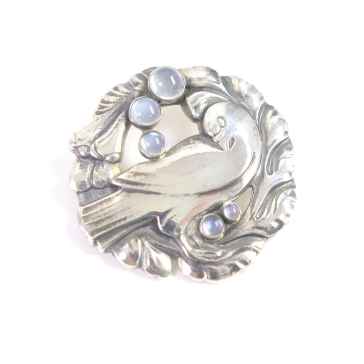 Discounted Great Georg Jensen Brooch 123 Pigeon Bird Motif Moonstone Silver SV925 Women