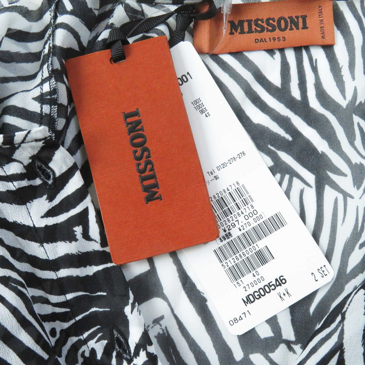 Discounted Pristine Missoni one piece Zebra Pattern See-through Super Long Black White 40