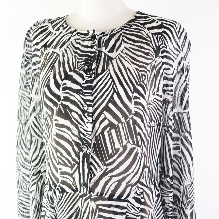 Discounted Pristine Missoni one piece Zebra Pattern See-through Super Long Black White 40