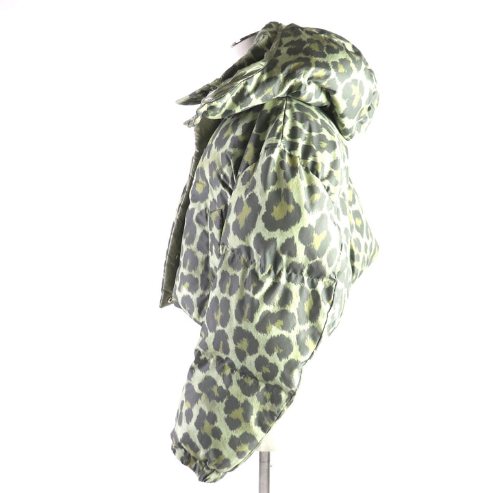 Excellent Sacai Blouson Leopard Pattern Cropped Hooded Padded WZIP Jacket green polyester Women 1 22-06404