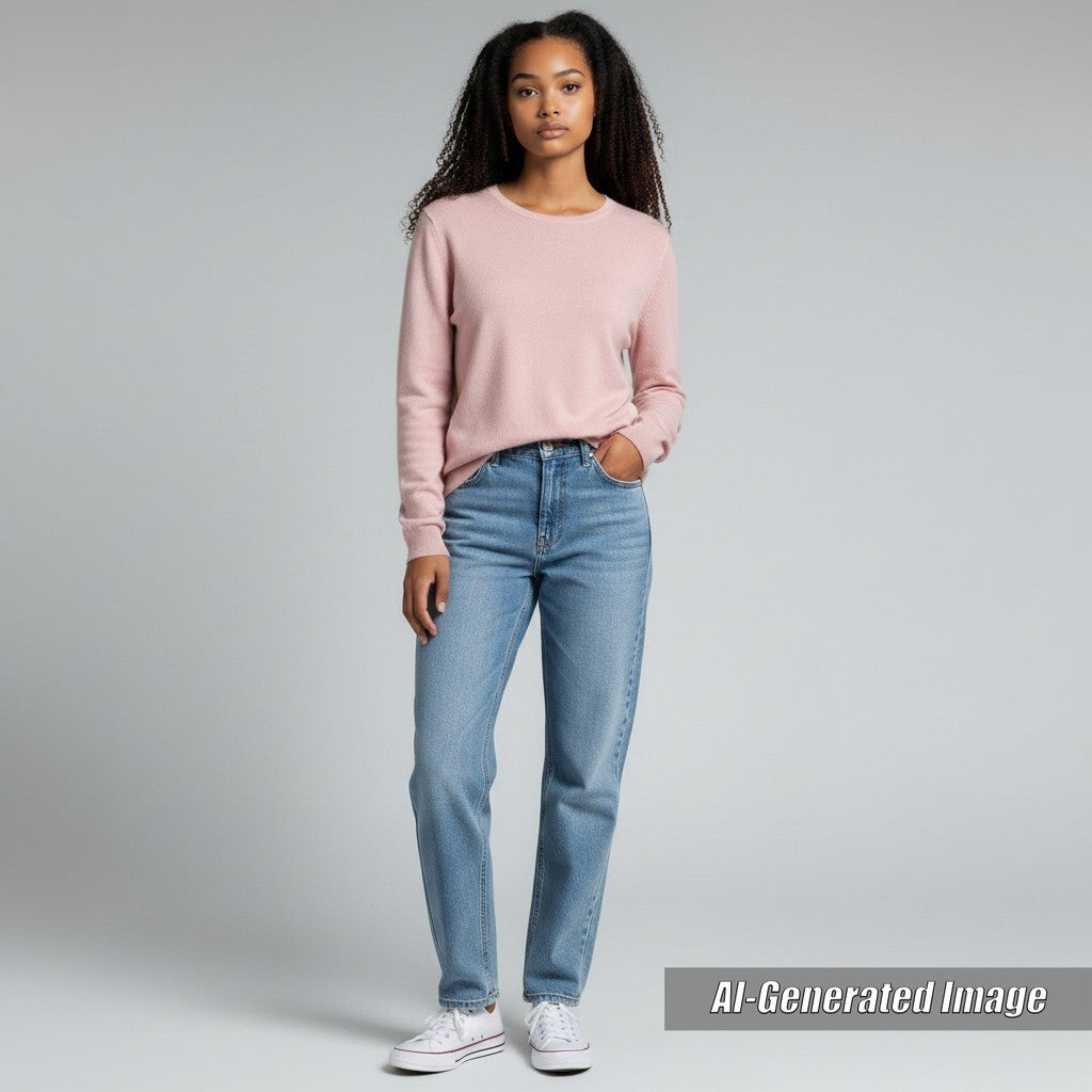 Great VALENTINO knit Crew neck with rock studs Long sleeves pink Women 40