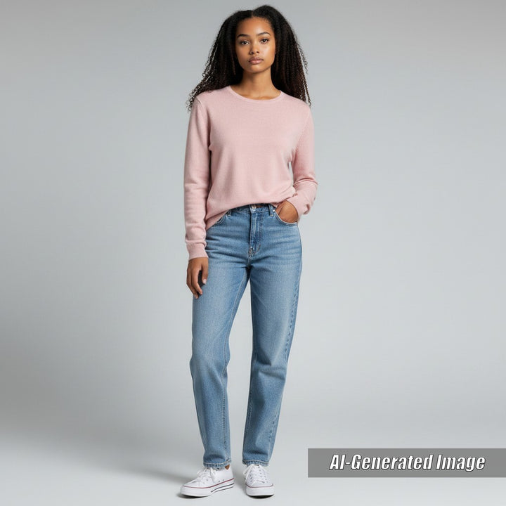 Great VALENTINO knit Crew neck with rock studs Long sleeves pink Women 40