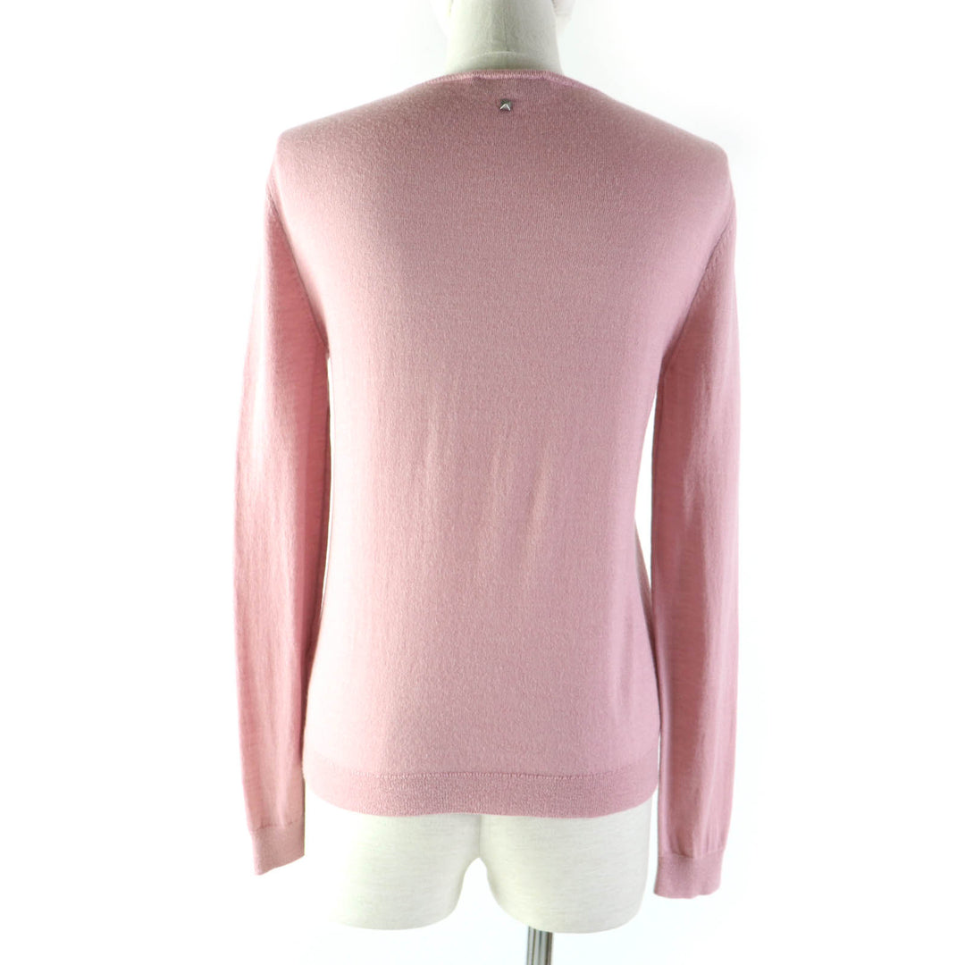 Great VALENTINO knit Crew neck with rock studs Long sleeves pink Women 40 TB9KC29F78N