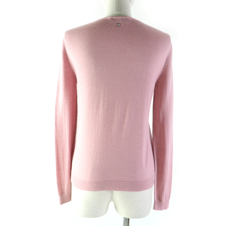 Great VALENTINO knit Crew neck with rock studs Long sleeves pink Women 40 TB9KC29F78N